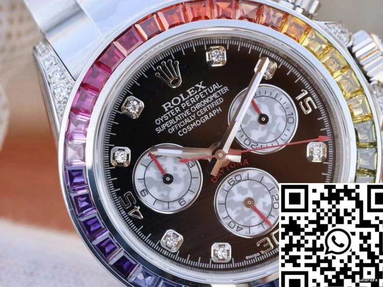 116595RBOW Black Daytona Rolex BL Cosmograph Dial Factory Rainbow 1225